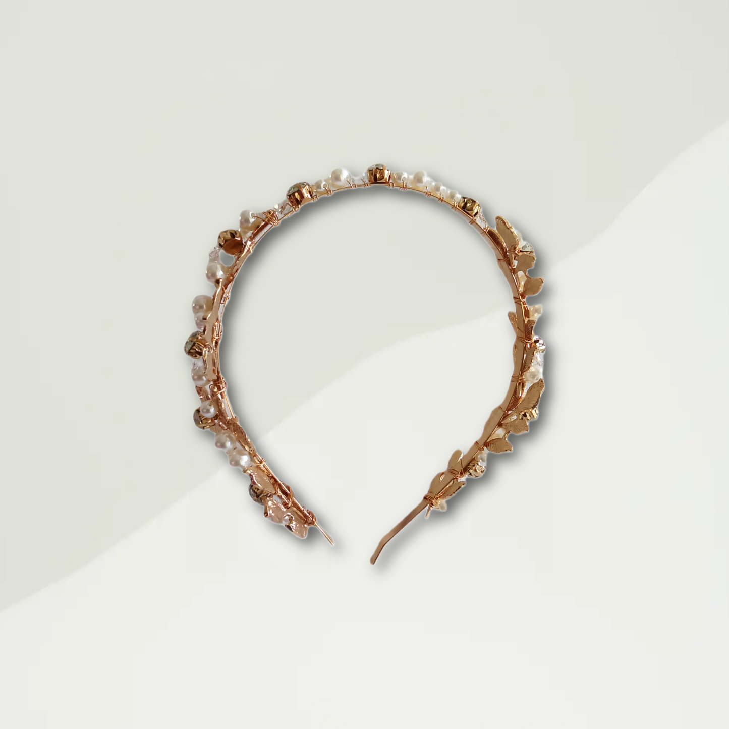 Gold Leaf & Pearl Design Head Piece