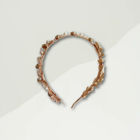 Gold Leaf & Pearl Design Head Piece