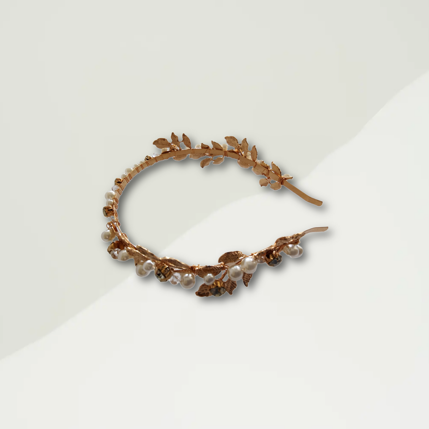 Gold Leaf & Pearl Design Head Piece