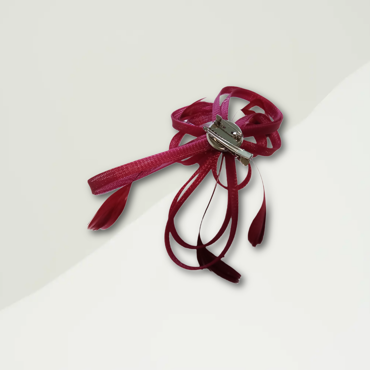 Red Feather Hair Clip With Pin