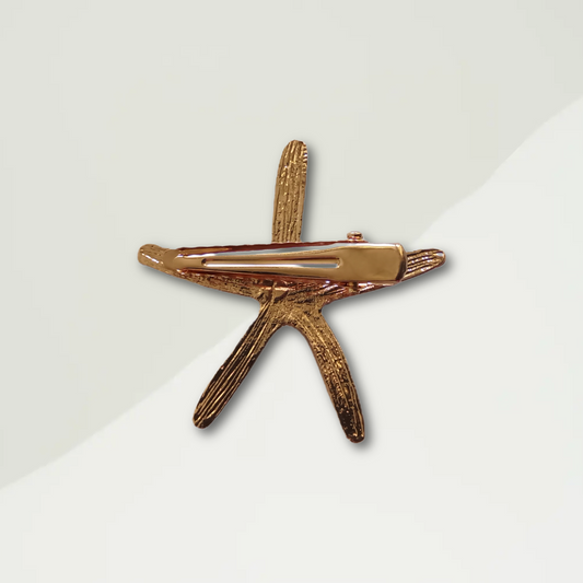 Gold Starfish With Pearl Hair Clip