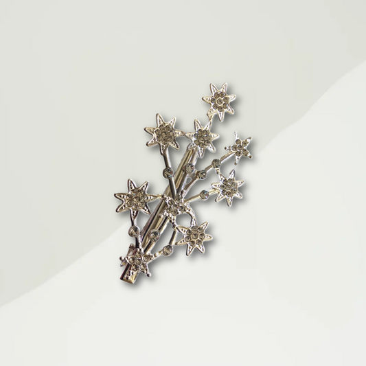 Silver Star Diamante Design Hair Clip