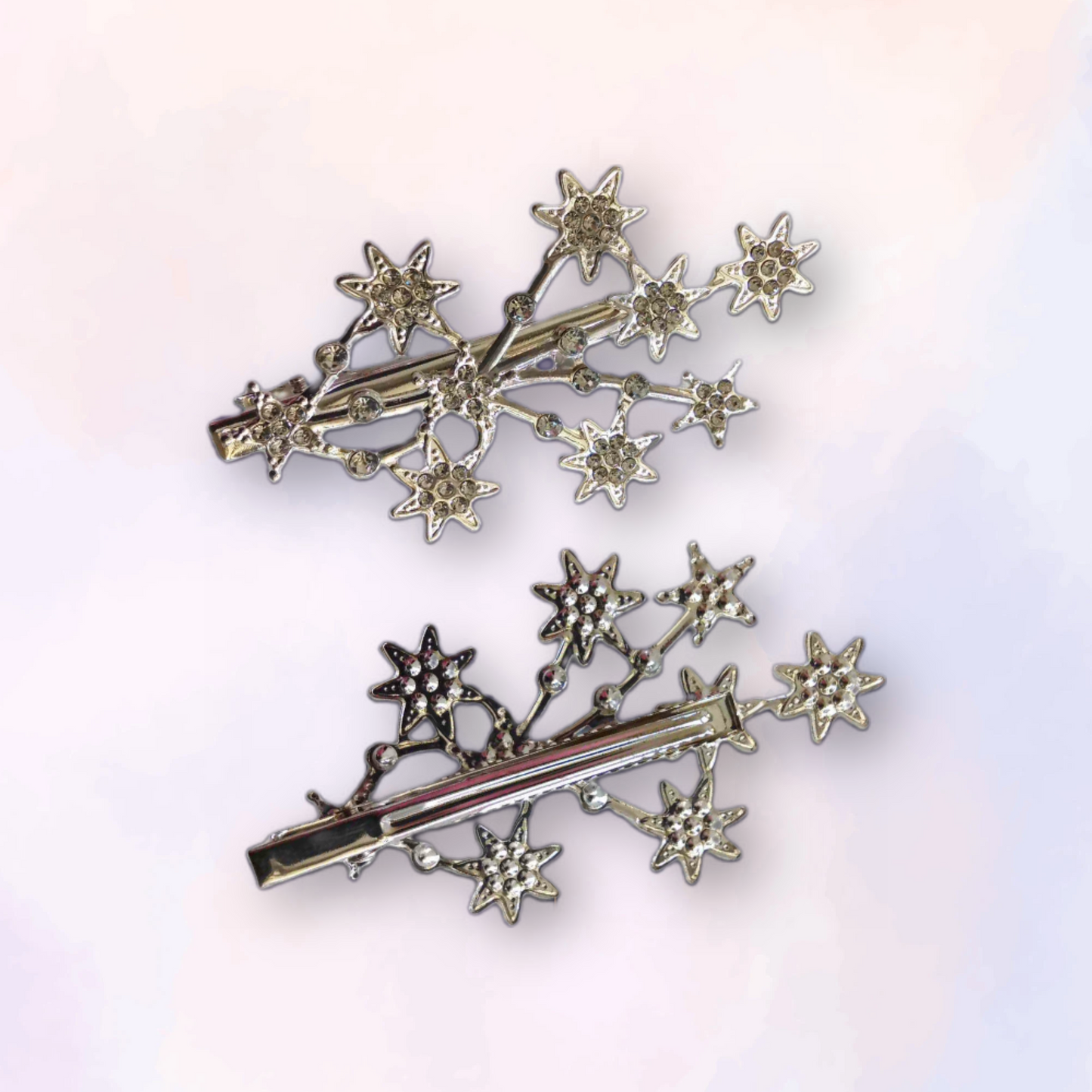 Silver Star Diamante Design Hair Clip