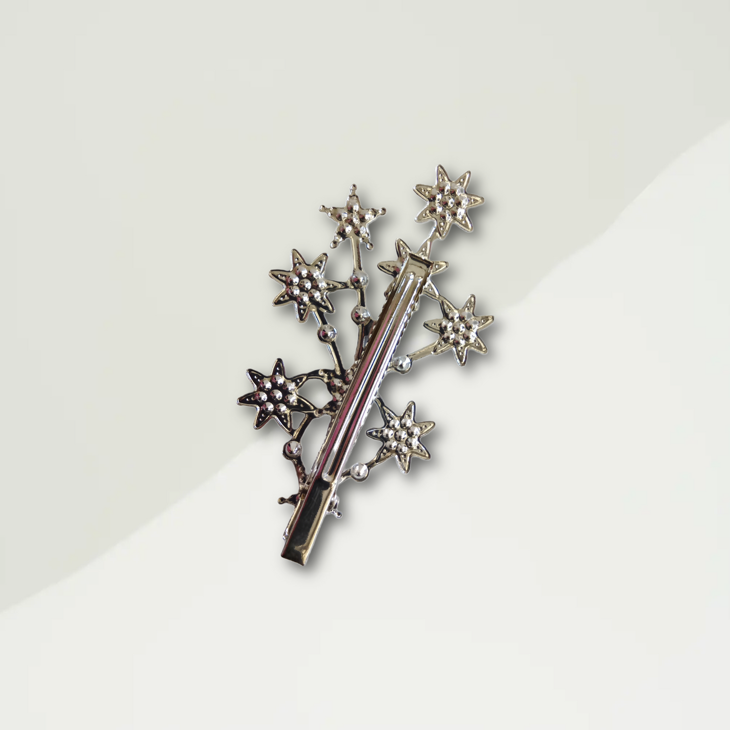 Silver Star Diamante Design Hair Clip