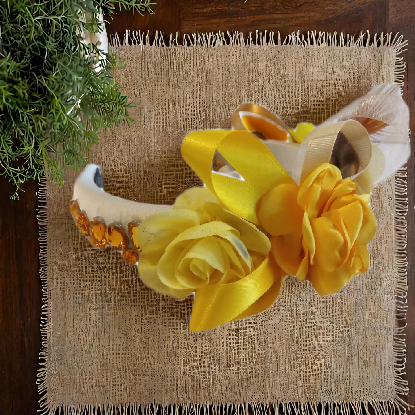 Yellow Rose Floral Headband